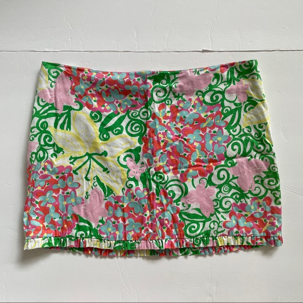 LILLY PULITZER Women’s Callie Ruffle Mini Skirt in Resort White Mariposa Size 6